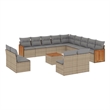 vidaXL 14 Piece Solid Acacia Wood Sofa Set in Beige