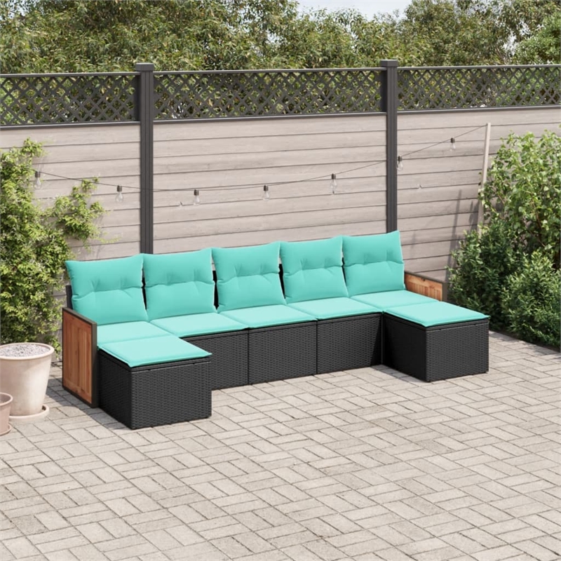 vidaXL 7 Piece Steel Patio Sofa Set in Black