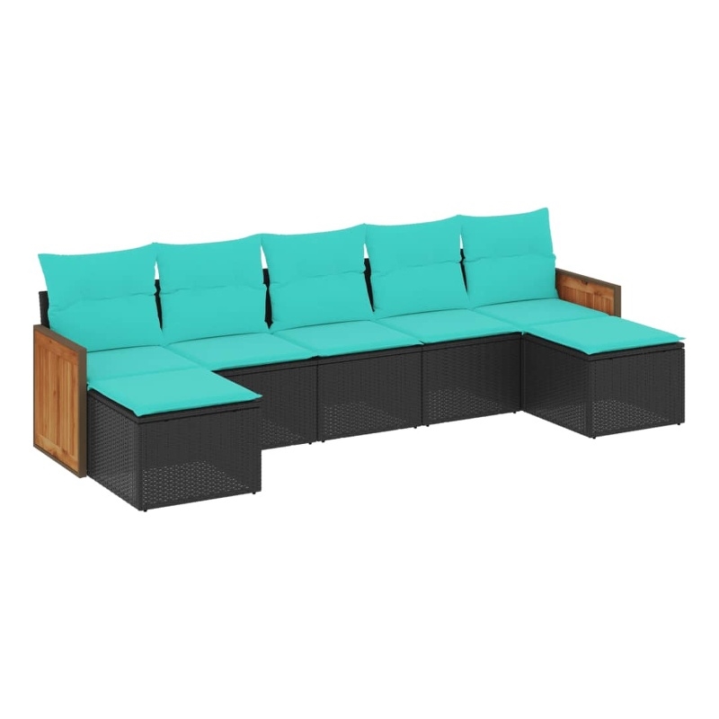 vidaXL 7 Piece Steel Patio Sofa Set in Black