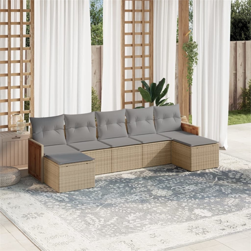 vidaXL 7 Piece Steel Sofa Set in Gray/Beige