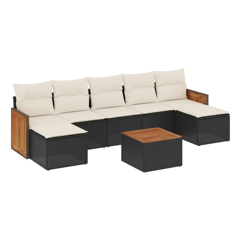 vidaXL 8 Piece Steel Large Sofa Set in Black