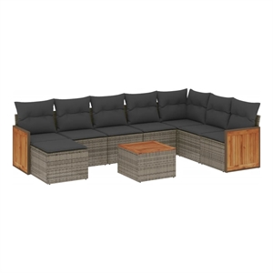 vidaXL 9 Piece Large Patio Sofa Set in Gray