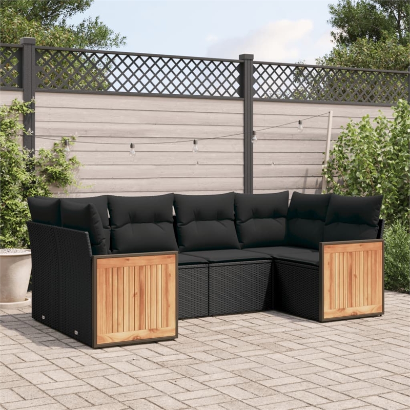 vidaXL 6 Piece Steel Sofa Set in Black