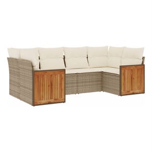 vidaXL 6 Piece Poly Rattan Large Sofa Set in Beige