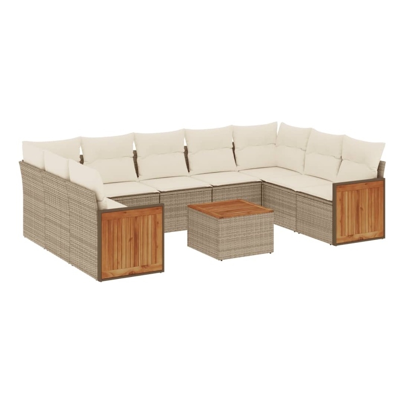 vidaXL 10 Piece Steel Sofa Set w/ Removable Covers in Beige