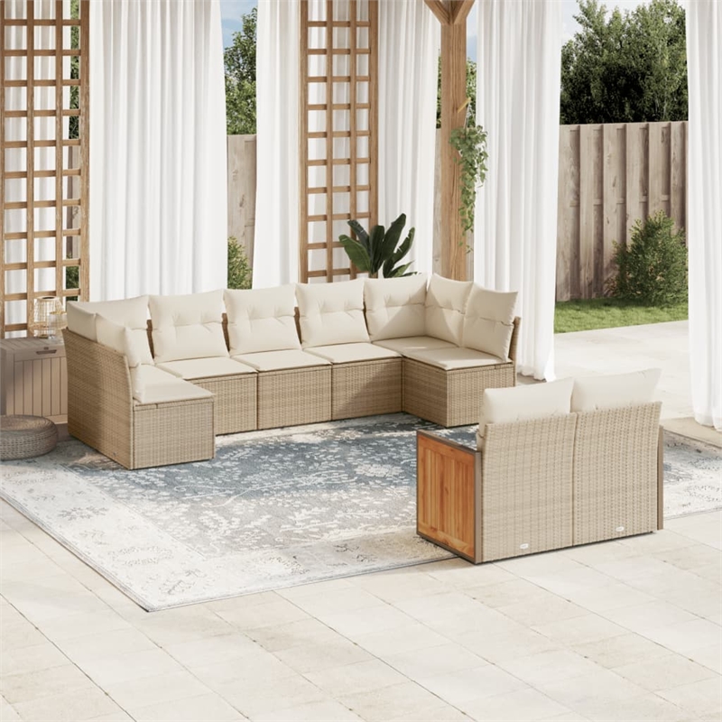 vidaXL 9 Piece Sofa Set in White/Cream/Beige