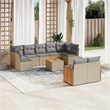 vidaXL 10 Piece Solid Acacia Wood Sofa Set in Beige