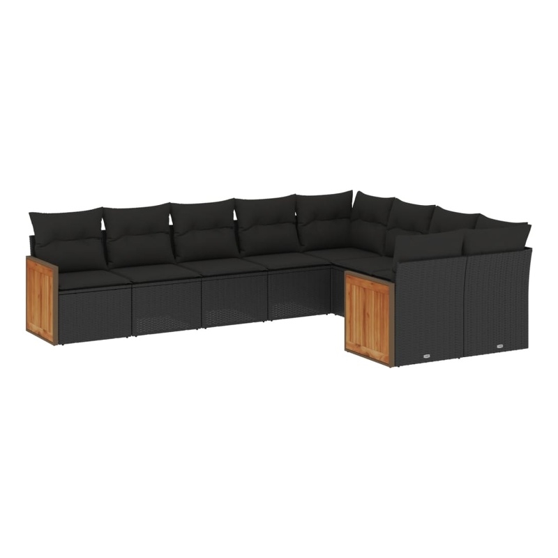 vidaXL 9 Piece Steel Large Sofa Set in Black