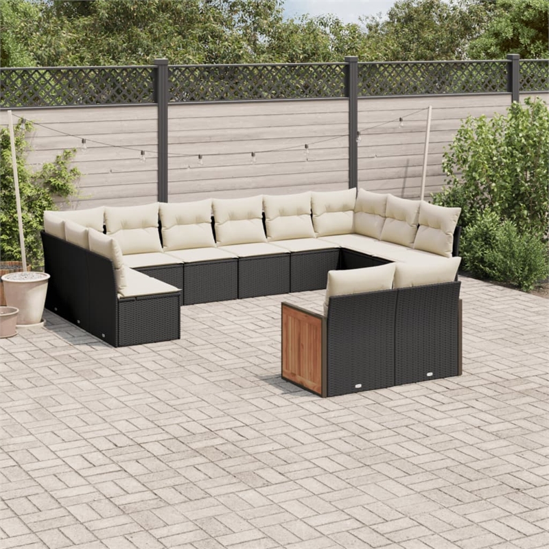 vidaXL Solid Acacia Wood Sofa Set in Black