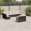 vidaXL Solid Acacia Wood Sofa Set in Black