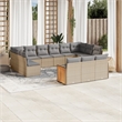 vidaXL 13 Piece Solid Acacia Wood Sofa Set in Beige