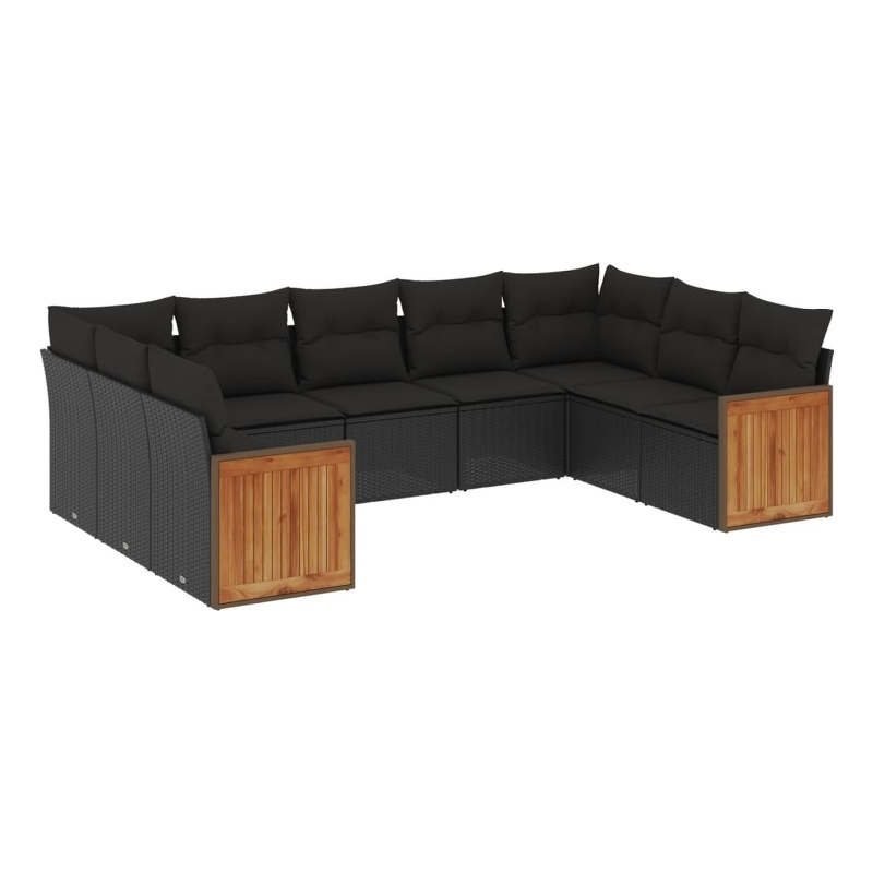 vidaXL 9 Piece Steel Sofa Set in Black