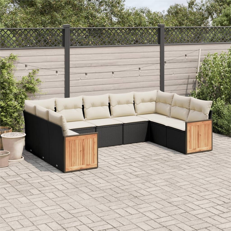 vidaXL 9 Piece Steel Sofa Set in Black/White/Cream