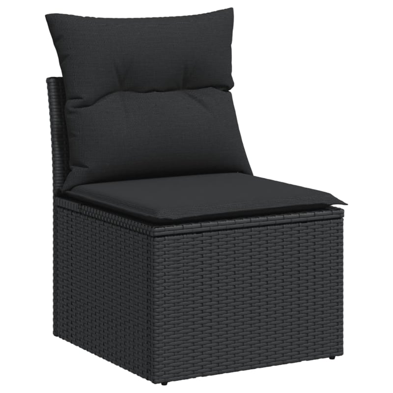 vidaXL Solid Acacia Wood Sofa Set in Black