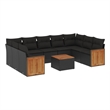 vidaXL Solid Acacia Wood Sofa Set in Black