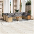 vidaXL 11 Piece Solid Acacia Wood Large Sofa Set in Beige