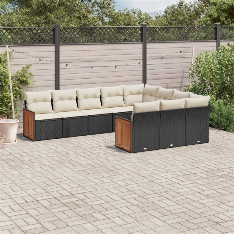 vidaXL 10 Piece Large Sofa Set in Black/White/Cream