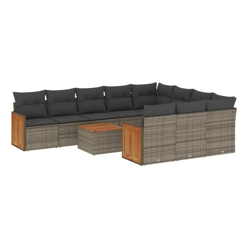 vidaXL 11 Piece Solid Acacia Wood Small Sofa Set in Gray