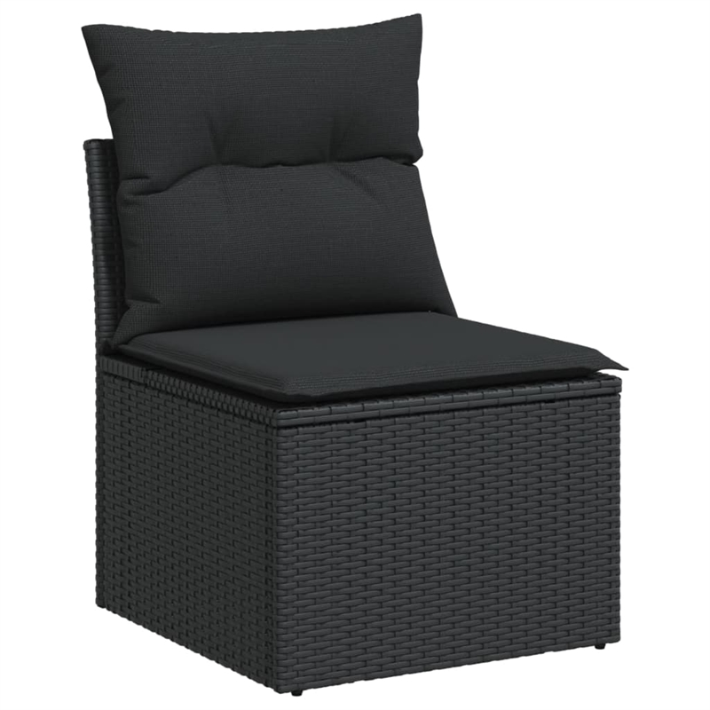 vidaXL 11 Piece Steel Large Sofa Set in Black