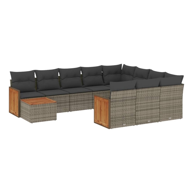 vidaXL 11 Piece Solid Acacia Wood Sofa Set in Gray