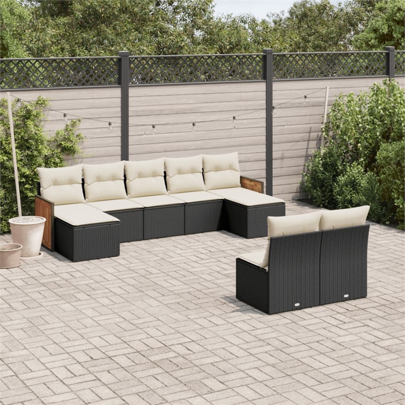 vidaXL 9 Piece Small Sofa Set in Black/White/Cream