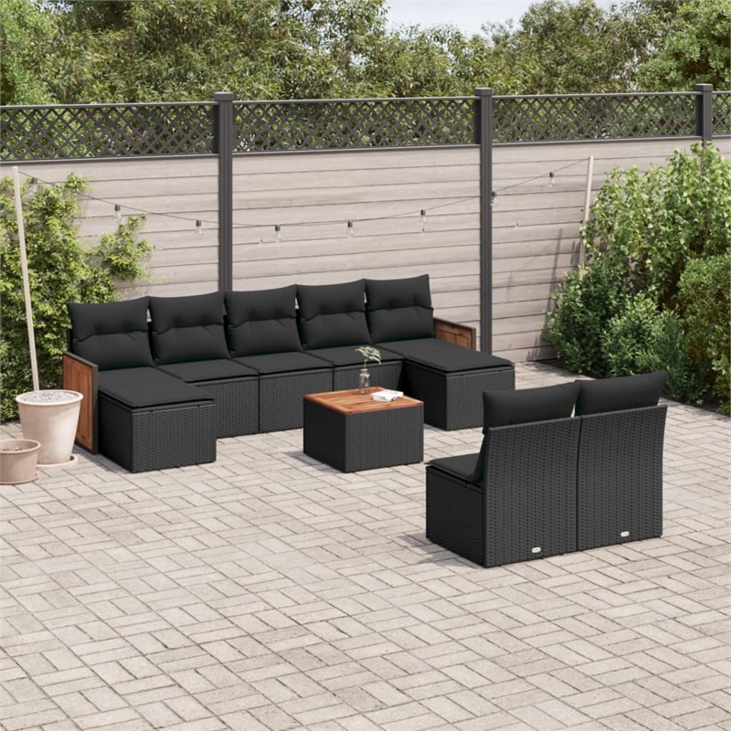 vidaXL 10 Piece Steel Sofa Set in Black