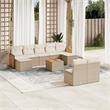 vidaXL 10 Piece Solid Acacia Wood Sofa Set in Beige