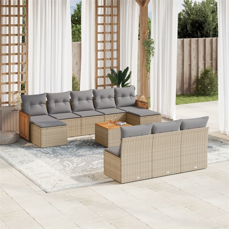 vidaXL 11 Piece Steel Sofa Set in Gray/Beige