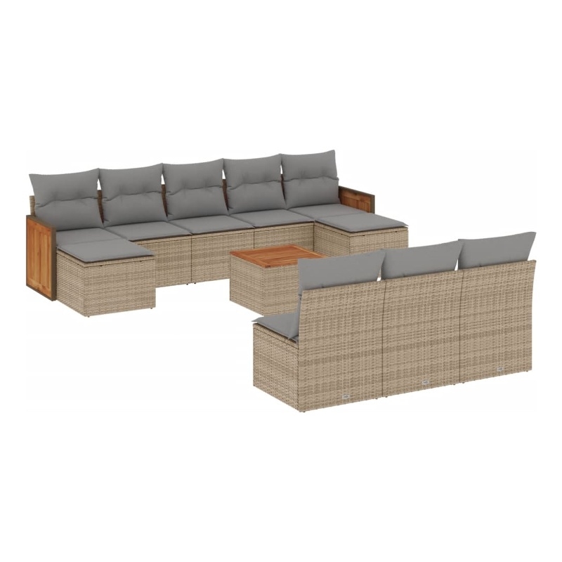 vidaXL 11 Piece Steel Sofa Set in Gray/Beige