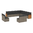 vidaXL 13 Piece Solid Acacia Wood Sofa Set in Gray