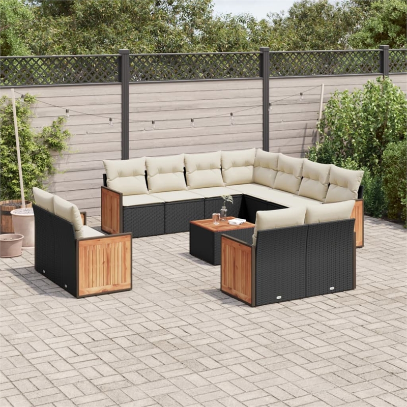 vidaXL 12 Piece Sofa Set in Black/White/Cream