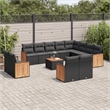 vidaXL Poly Rattan Large Sofa Set in Black