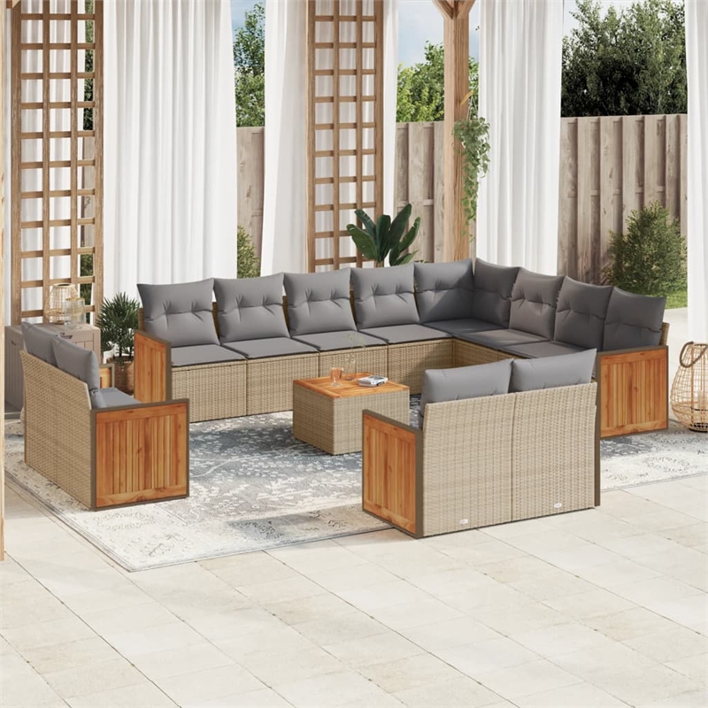 vidaXL 13 Piece Steel Sofa Set in Gray/Beige