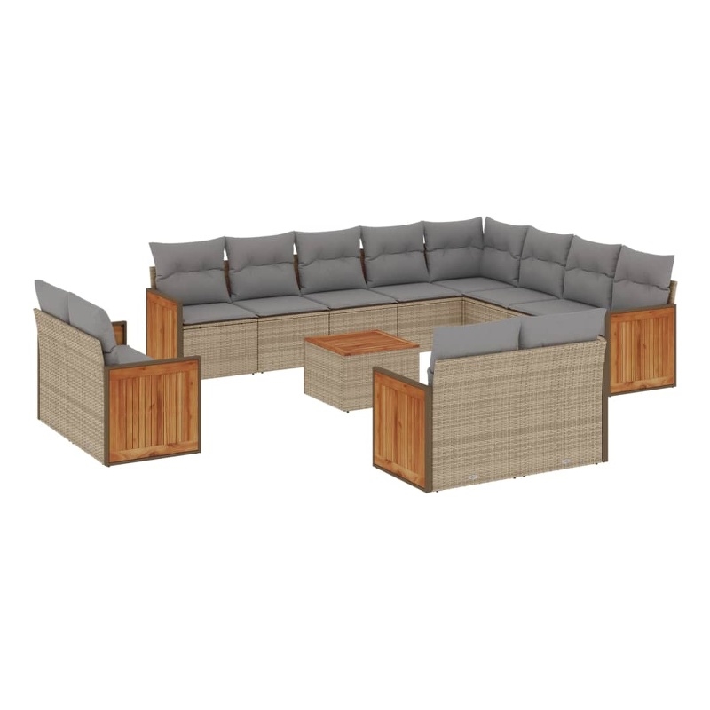 vidaXL 13 Piece Steel Sofa Set in Gray/Beige
