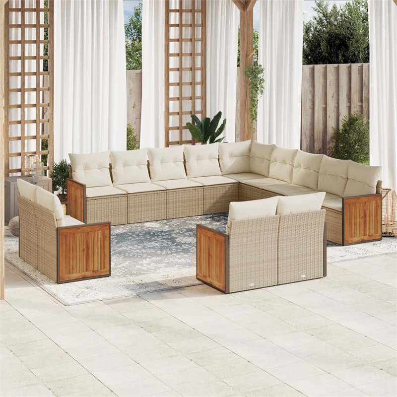 vidaXL 13 Piece Steel Sofa Set in White/Cream/Beige
