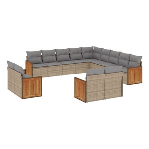 vidaXL 13 Piece Steel Large Sofa Set in Beige