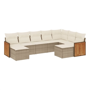vidaXL 9 Piece Poly Rattan Sofa Set in Beige