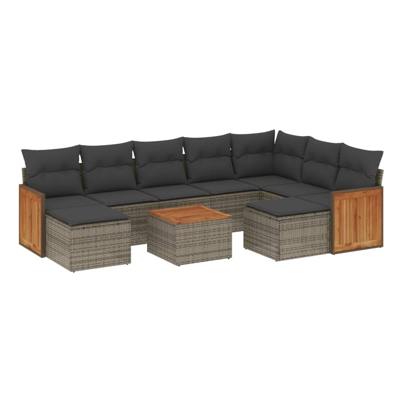 vidaXL 10 Piece Solid Acacia Wood Small Sofa Set in Gray