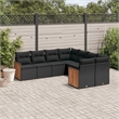 vidaXL 8 Piece Solid Acacia Wood Large Sofa Set in Black