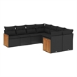 vidaXL 8 Piece Solid Acacia Wood Large Sofa Set in Black