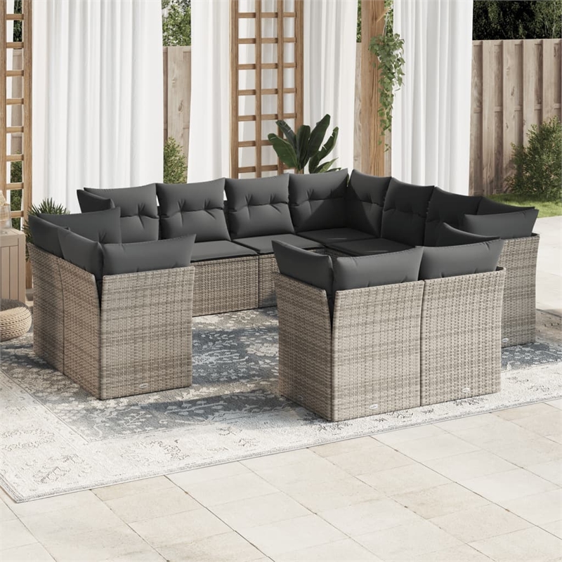 vidaXL 11 Piece Steel Large Sofa Set in Gray
