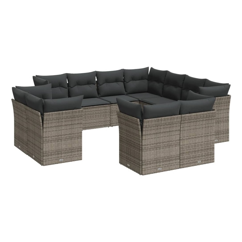 vidaXL 11 Piece Steel Large Sofa Set in Gray