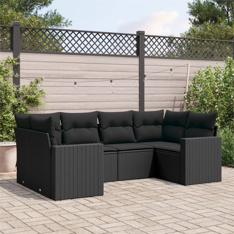 vidaXL 6 Piece Steel Sofa Set in Black