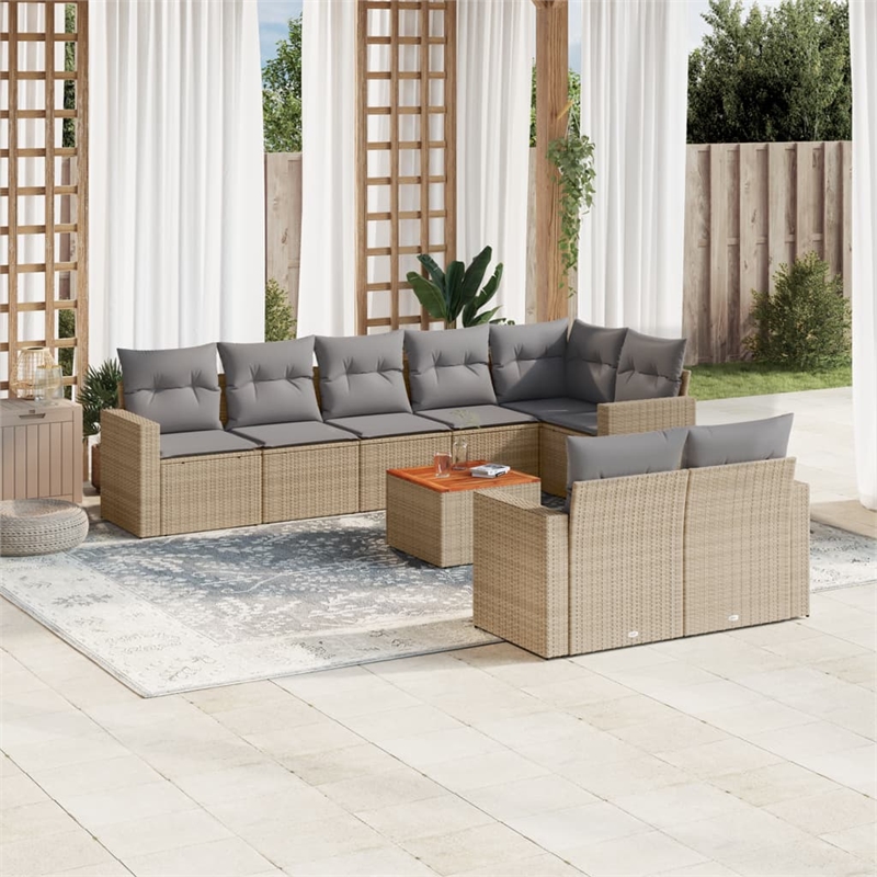 vidaXL Poly Rattan Large Sofa Set in Beige