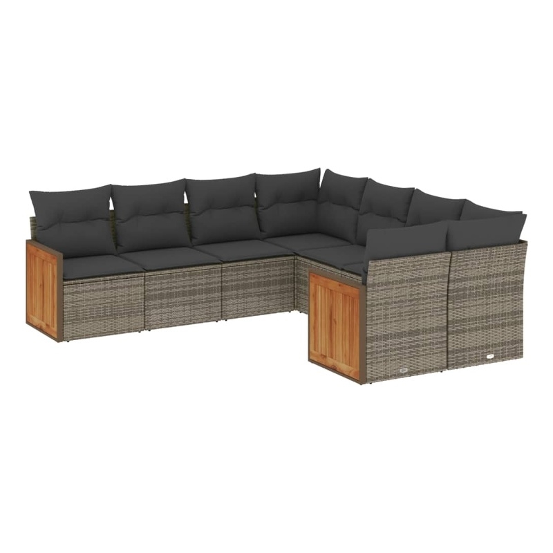 vidaXL 8 Piece Steel Large Sofa Set w/ Removable Covers in Gray