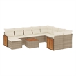 vidaXL 11 Piece Solid Acacia Wood Sofa Set in Beige