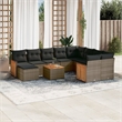 vidaXL 11 Piece Solid Acacia Wood Small Sofa Set in Gray