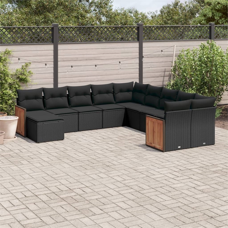 vidaXL 11 Piece Steel Sofa Set in Black