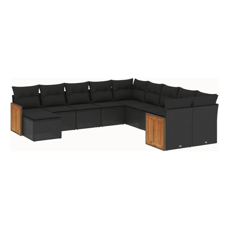 vidaXL 11 Piece Steel Sofa Set in Black