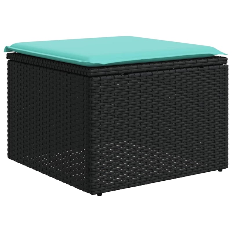 vidaXL Poly Rattan Large Patio Sofa Set in Black/Blue